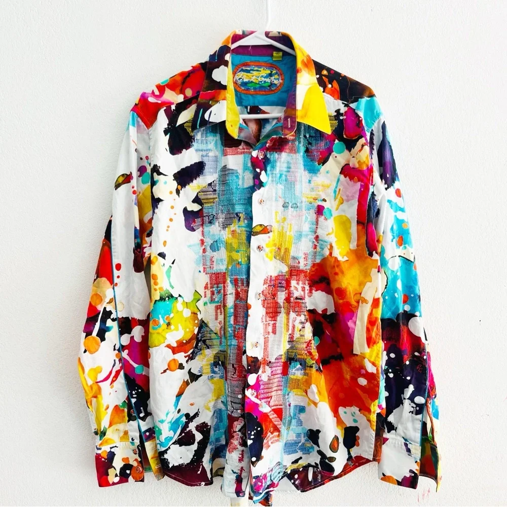 Robert graham rare gerard paint splatter shirt size XL - Picture 1 of 8